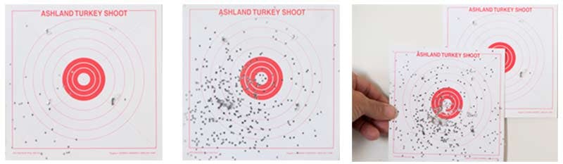 Gun pattern on target in 3 shots